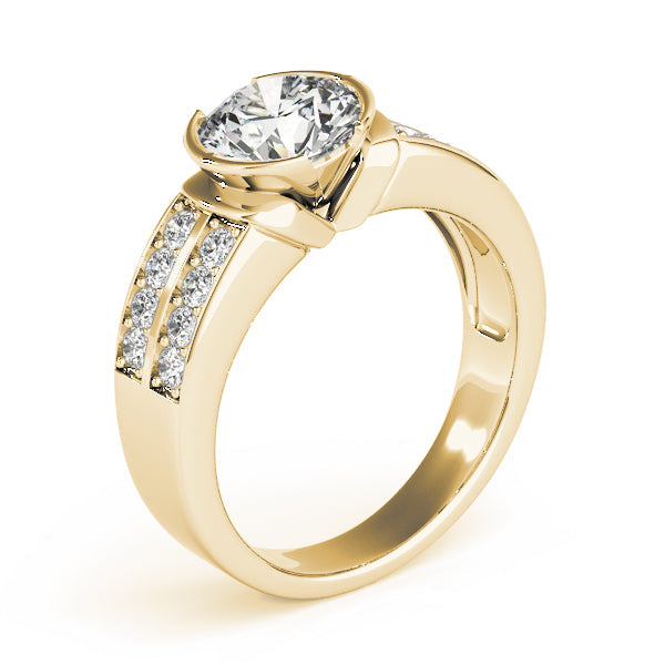 Splendid Pave Round Diamond Engagement Ring in 10K/14K gold and platinum with certified lab-grown or natural diamonds
