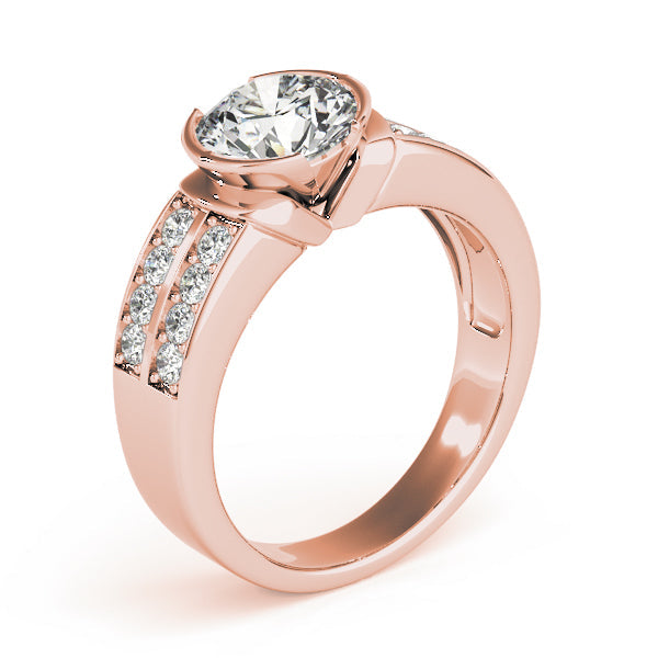 Splendid Pave Round Diamond Engagement Ring in 10K/14K gold and platinum with certified lab-grown or natural diamonds