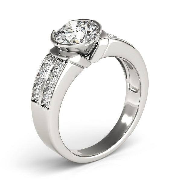 Splendid Pave Round Diamond Engagement Ring in 10K/14K gold and platinum with certified lab-grown or natural diamonds
