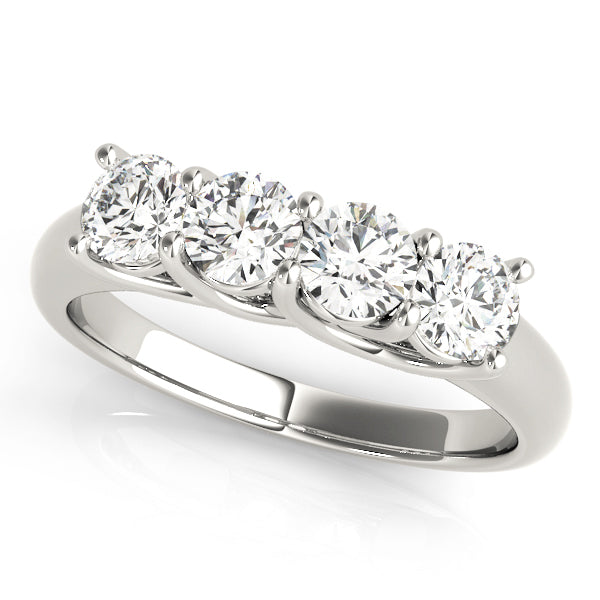 Prong Set Trellis Wedding Half Eternity Ring in Gold & Platinum