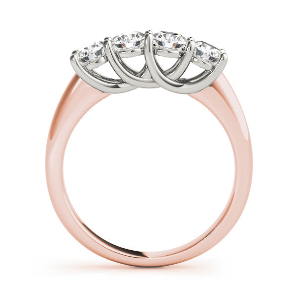 Prong Set Trellis Wedding Half Eternity Ring in Gold & Platinum