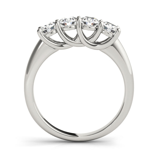 Prong Set Trellis Wedding Half Eternity Ring in Gold & Platinum
