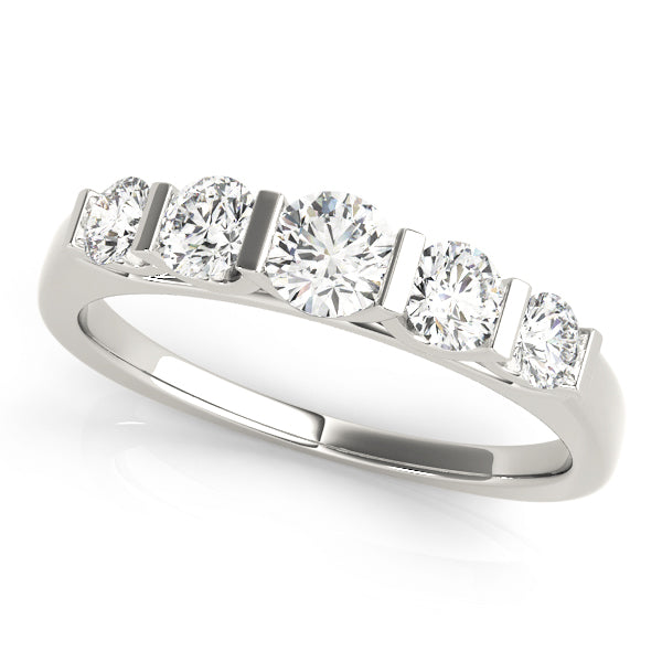 Bar Set Half Eternity Ring in Gold & Platinum