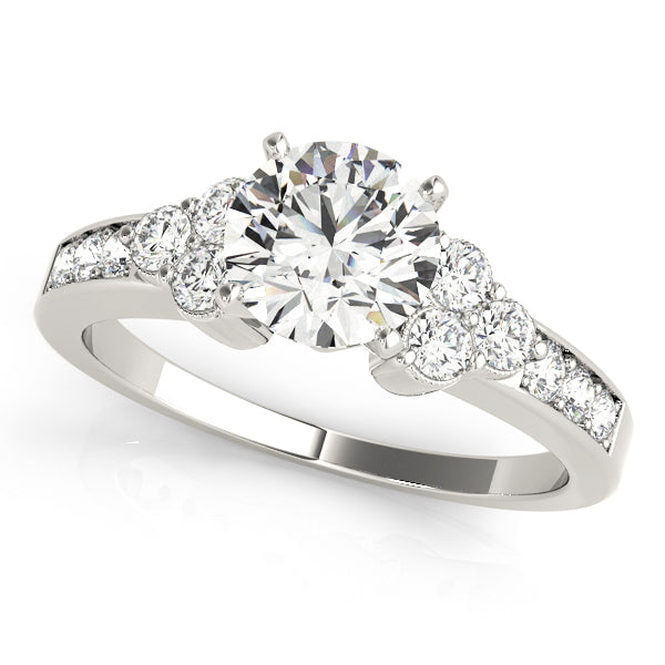 Cherished Cluster Sides Round Diamond Engagement Ring in 10K/14K gold and platinum with certified lab-grown or natural diamonds