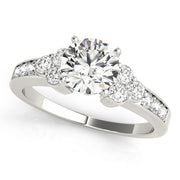 Cherished Cluster Sides Round Diamond Engagement Ring in 10K/14K gold and platinum with certified lab-grown or natural diamonds