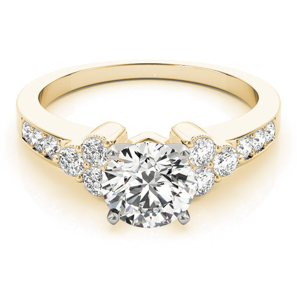 Cherished Cluster Sides Round Diamond Engagement Ring in 10K/14K gold and platinum with certified lab-grown or natural diamonds