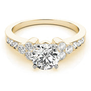 Cherished Cluster Sides Round Diamond Engagement Ring in 10K/14K gold and platinum with certified lab-grown or natural diamonds