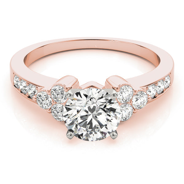 Cherished Cluster Sides Round Diamond Engagement Ring in 10K/14K gold and platinum with certified lab-grown or natural diamonds