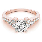 Cherished Cluster Sides Round Diamond Engagement Ring in 10K/14K gold and platinum with certified lab-grown or natural diamonds