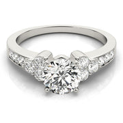 Cherished Cluster Sides Round Diamond Engagement Ring in 10K/14K gold and platinum with certified lab-grown or natural diamonds