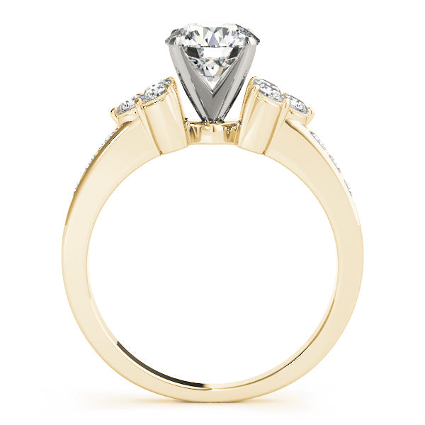 Cherished Cluster Sides Round Diamond Engagement Ring in 10K/14K gold and platinum with certified lab-grown or natural diamonds
