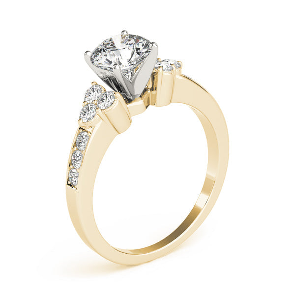 Cherished Cluster Sides Round Diamond Engagement Ring in 10K/14K gold and platinum with certified lab-grown or natural diamonds