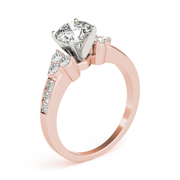 Cherished Cluster Sides Round Diamond Engagement Ring in 10K/14K gold and platinum with certified lab-grown or natural diamonds