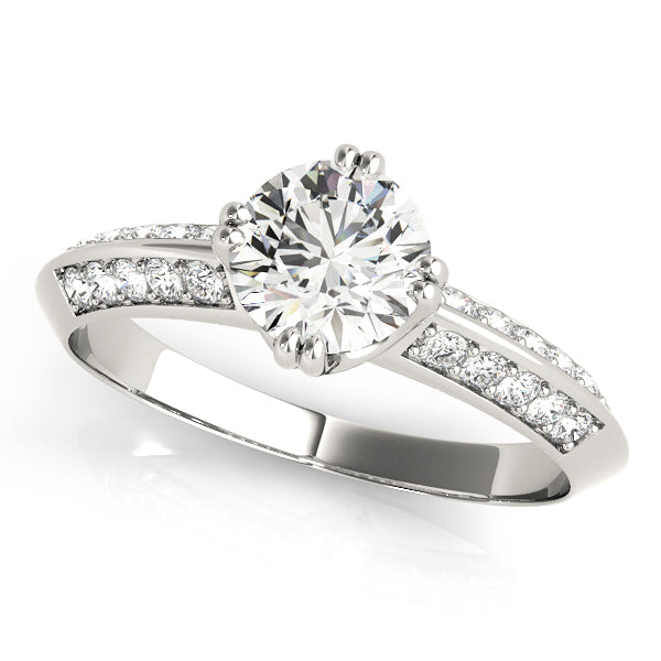 Timeless Pave Round Diamond Engagement Ring in 10K/14K gold and platinum with certified lab-grown or natural diamonds