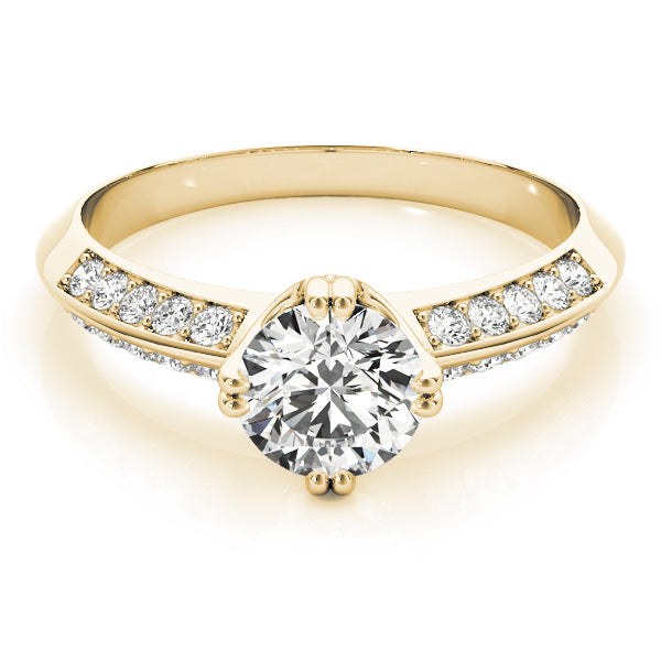 Timeless Pave Round Diamond Engagement Ring in 10K/14K gold and platinum with certified lab-grown or natural diamonds