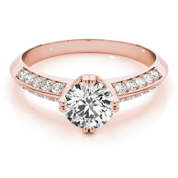 Timeless Pave Round Diamond Engagement Ring in 10K/14K gold and platinum with certified lab-grown or natural diamonds