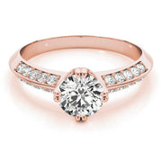 Timeless Pave Round Diamond Engagement Ring in 10K/14K gold and platinum with certified lab-grown or natural diamonds
