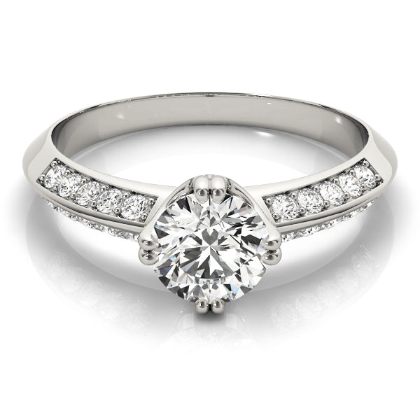 Timeless Pave Round Diamond Engagement Ring in 10K/14K gold and platinum with certified lab-grown or natural diamonds
