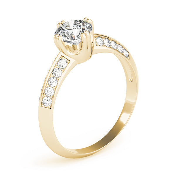 Timeless Pave Round Diamond Engagement Ring in 10K/14K gold and platinum with certified lab-grown or natural diamonds