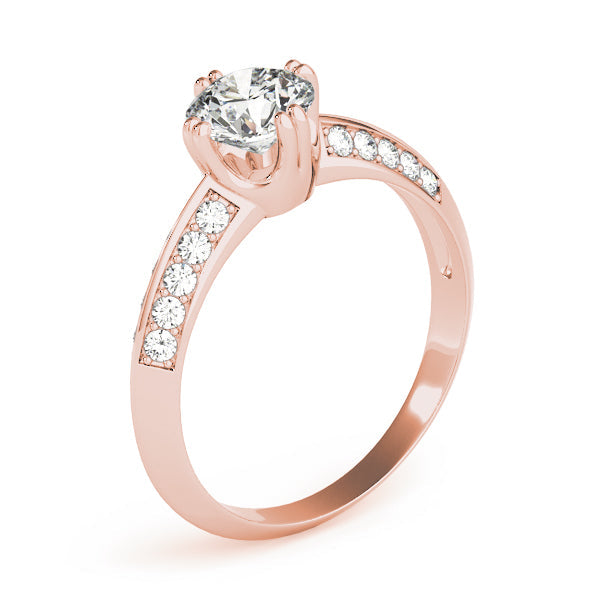 Timeless Pave Round Diamond Engagement Ring in 10K/14K gold and platinum with certified lab-grown or natural diamonds