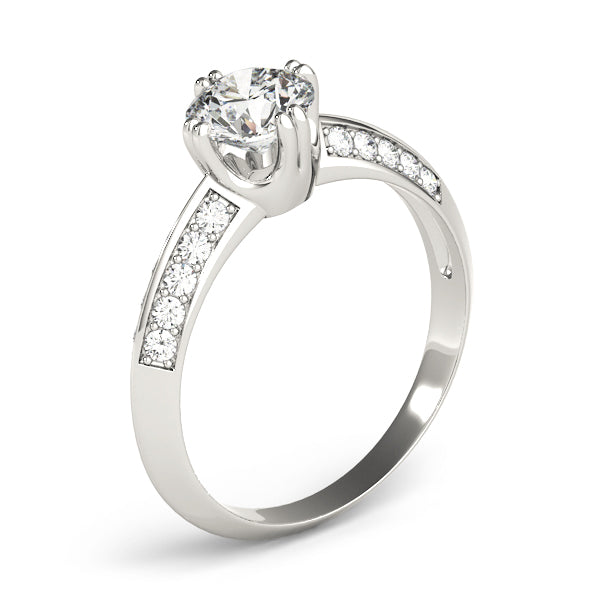 Timeless Pave Round Diamond Engagement Ring in 10K/14K gold and platinum with certified lab-grown or natural diamonds
