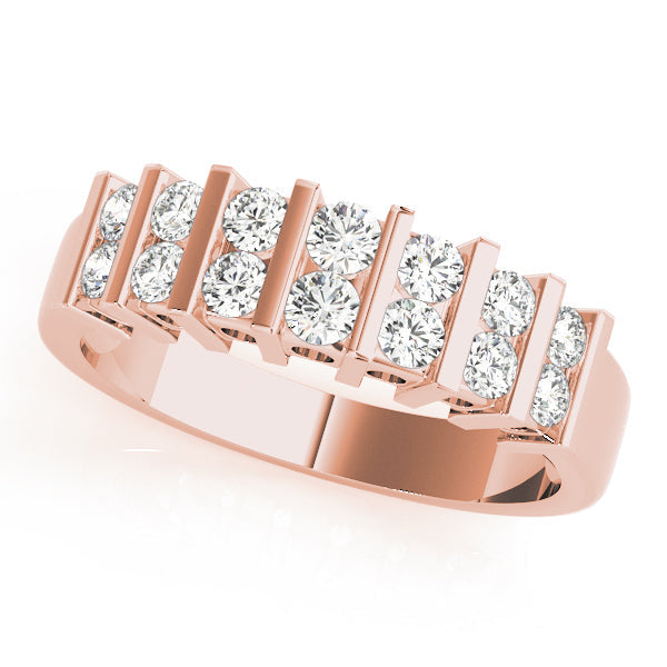 Bar Set Half Eternity Ring in Gold & Platinum