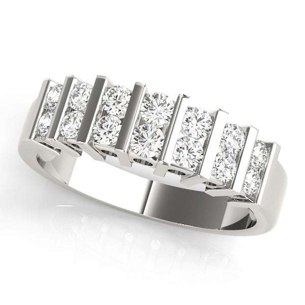 Bar Set Half Eternity Ring in Gold & Platinum