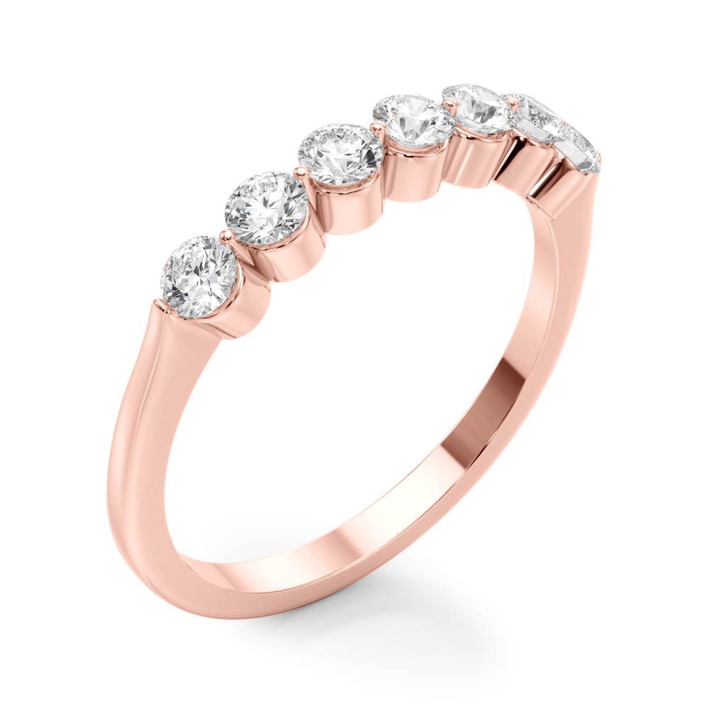 Single Shared Prong Round Half Eternity Ring in Gold & Platinum