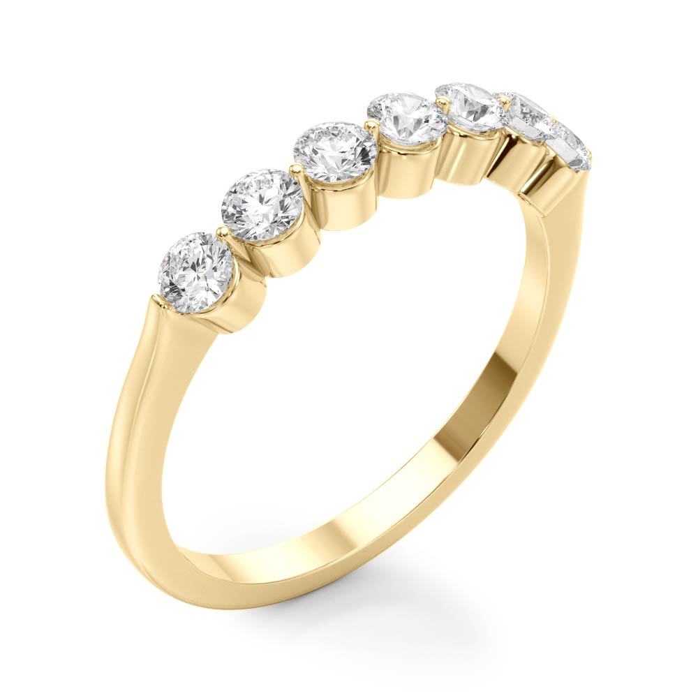 Single Shared Prong Round Half Eternity Ring in Gold & Platinum