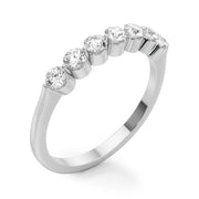 Single Shared Prong Round Half Eternity Ring in Gold & Platinum