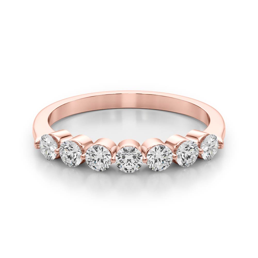 Single Shared Prong Round Half Eternity Ring in Gold & Platinum