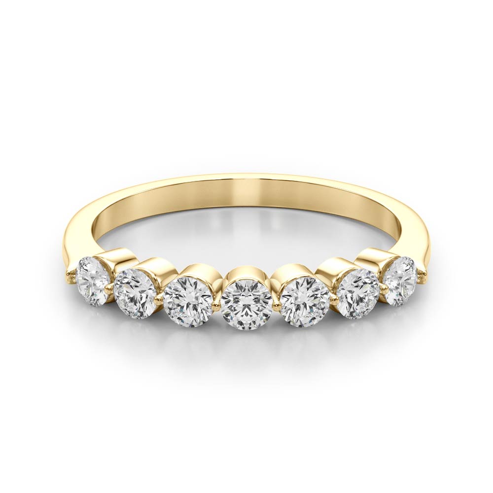Single Shared Prong Round Half Eternity Ring in Gold & Platinum