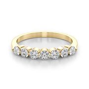 Single Shared Prong Round Half Eternity Ring in Gold & Platinum