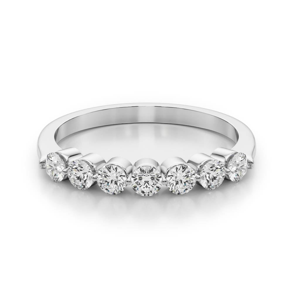 Single Shared Prong Round Half Eternity Ring in Gold & Platinum