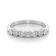 Single Shared Prong Round Half Eternity Ring in Gold & Platinum