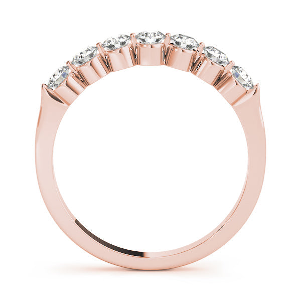 Single Shared Prong Round Half Eternity Ring in Gold & Platinum