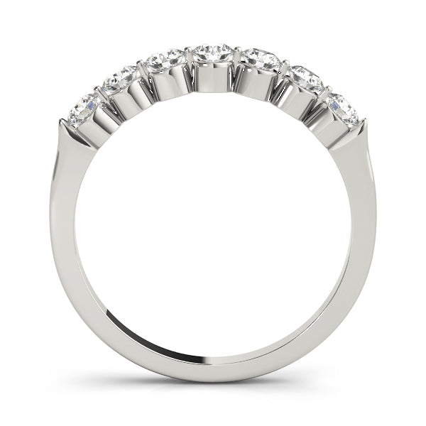 Single Shared Prong Round Half Eternity Ring in Gold & Platinum
