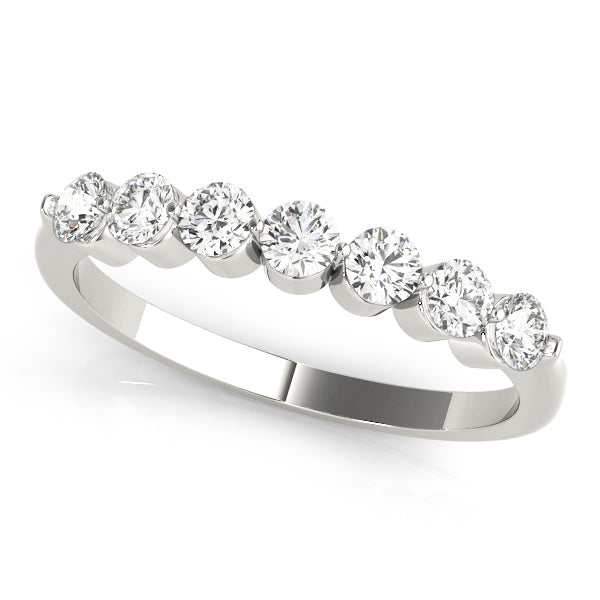 Single Shared Prong Round Half Eternity Ring in Gold & Platinum
