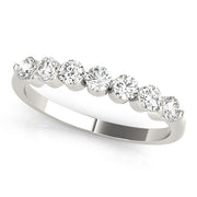 Single Shared Prong Round Half Eternity Ring in Gold & Platinum