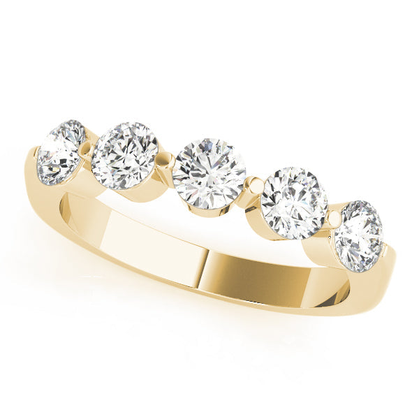 5-Stone Single Shared-Prong Half Eternity Ring in 10K/14K gold and platinum with certified lab-grown or natural diamonds