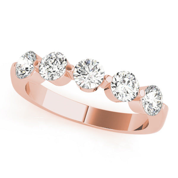 5-Stone Single Shared-Prong Half Eternity Ring in Gold & Platinum