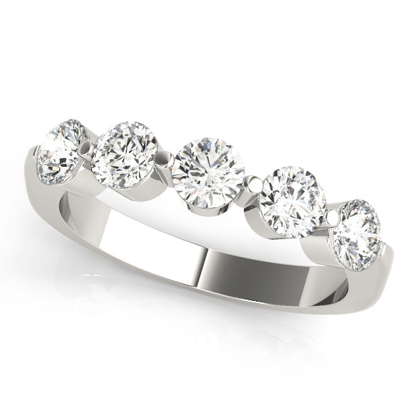 5-Stone Single Shared-Prong Half Eternity Ring in Gold & Platinum