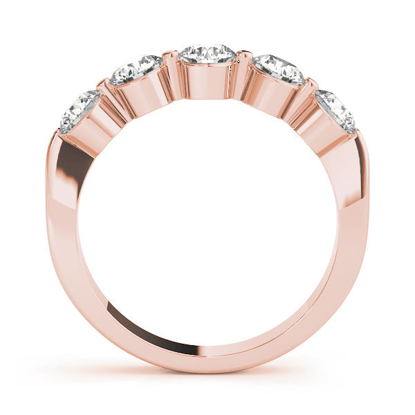 5-Stone Single Shared-Prong Half Eternity Ring in Gold & Platinum