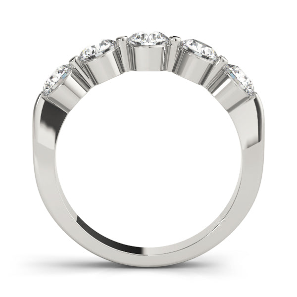 5-Stone Single Shared-Prong Half Eternity Ring in Gold & Platinum
