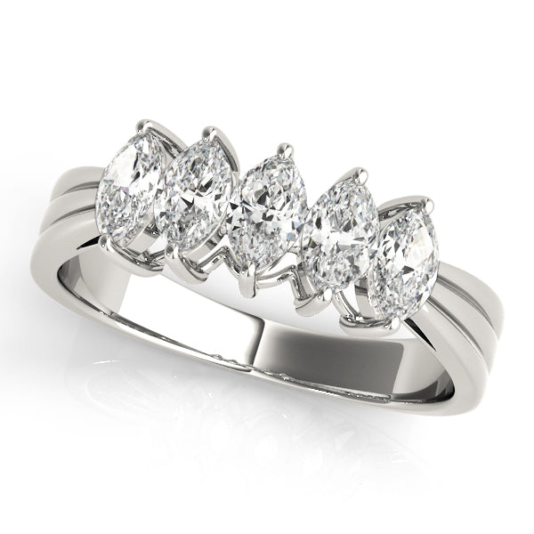Fancy Marquise Half Eternity Ring in Gold & Platinum