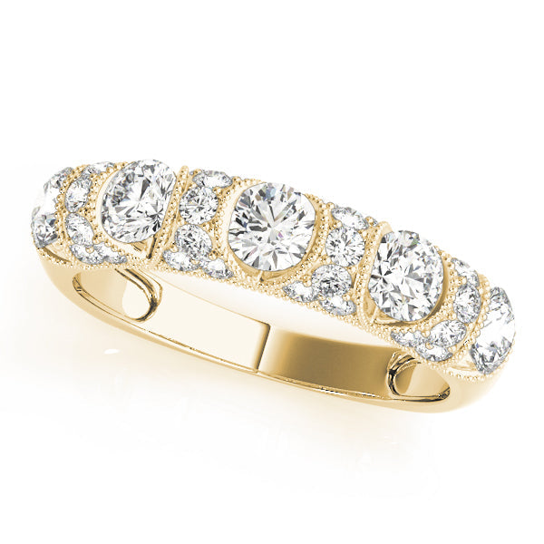 Vintage-Inspired Half Eternity Ring in 10K/14K gold and platinum with certified lab-grown or natural diamonds
