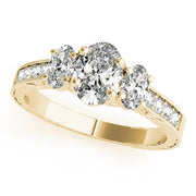 Vintage-Inspired Three-Stone Oval Diamond Engagement Ring in 10K/14K gold and platinum with certified lab-grown or natural diamonds
