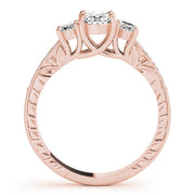 Vintage-Inspired Three-Stone Oval Diamond Engagement Ring in 10K/14K gold and platinum with certified lab-grown or natural diamonds