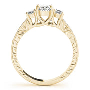 Vintage-Inspired Three-Stone Oval Diamond Engagement Ring in 10K/14K gold and platinum with certified lab-grown or natural diamonds