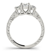Vintage-Inspired Three-Stone Oval Diamond Engagement Ring in 10K/14K gold and platinum with certified lab-grown or natural diamonds